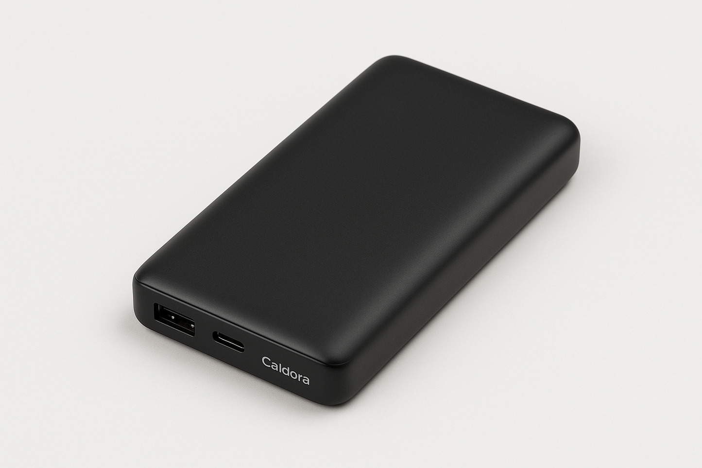 Caldora 10,000mAh portable power bank with dual USB and Type-C fast charging ports on a white background